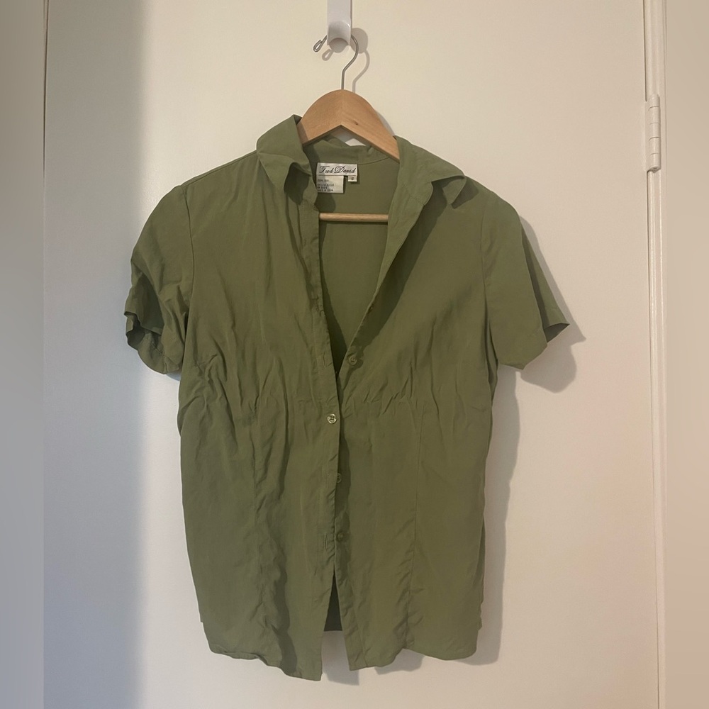 Fred David 100% Silk Button Up Top, Size Small